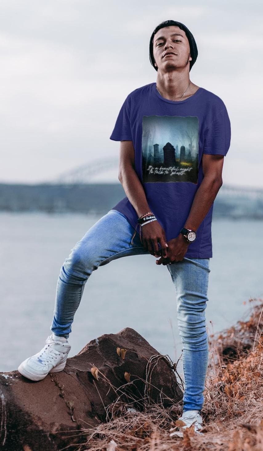 It's a Beautiful Night to Talk to Ghosts, funny cemetery t-shirt