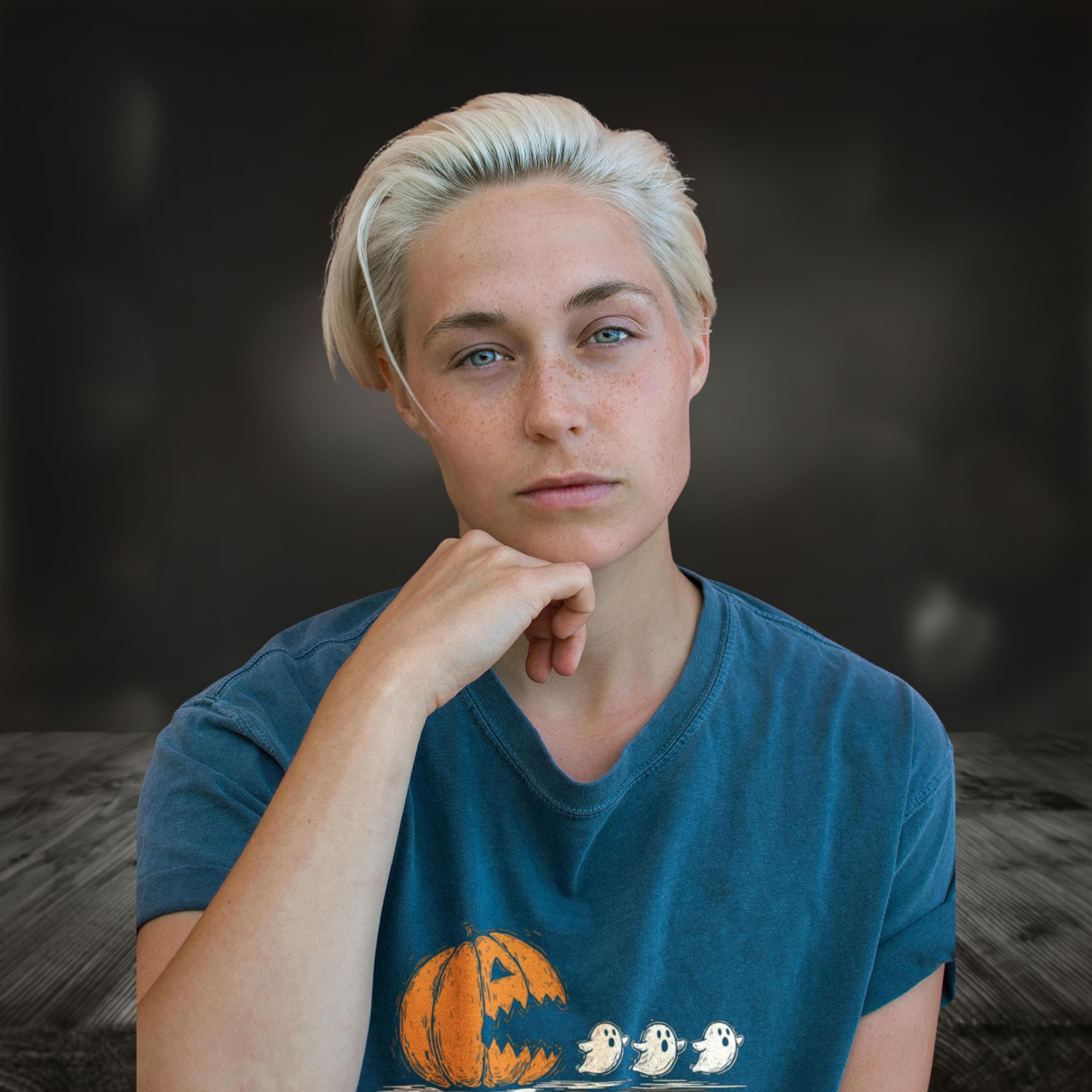 80s/90s Throwback Pumpkin Ghost "Pacman" tee