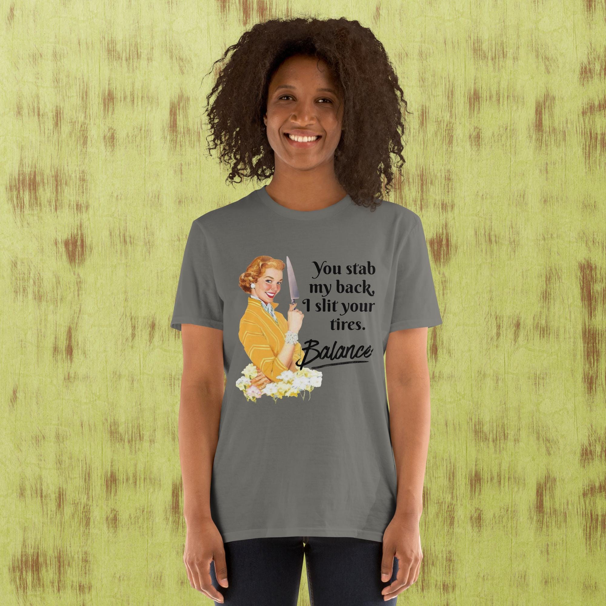 Vintage "Stab My Back?" Graphic Tee: Funny Sarcastic Humor