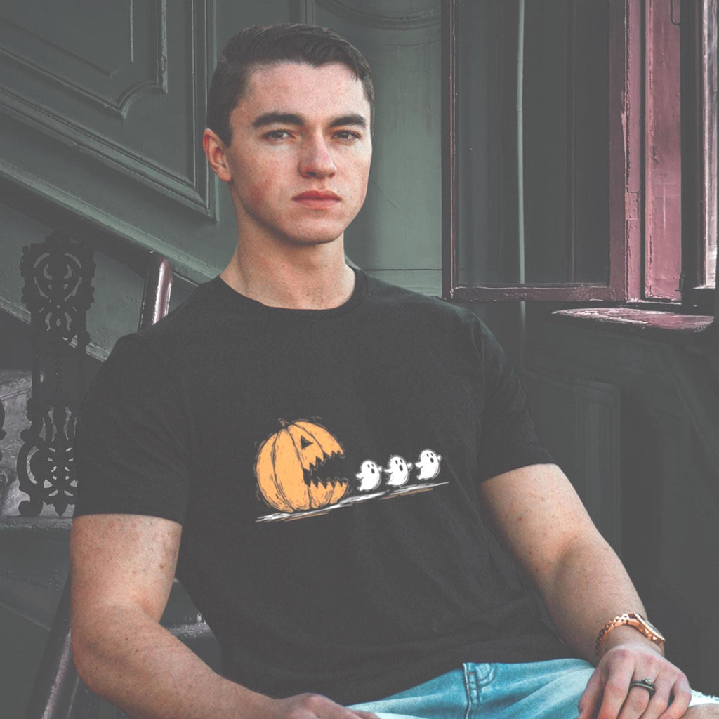80s/90s Throwback Pumpkin Ghost "Pacman" tee