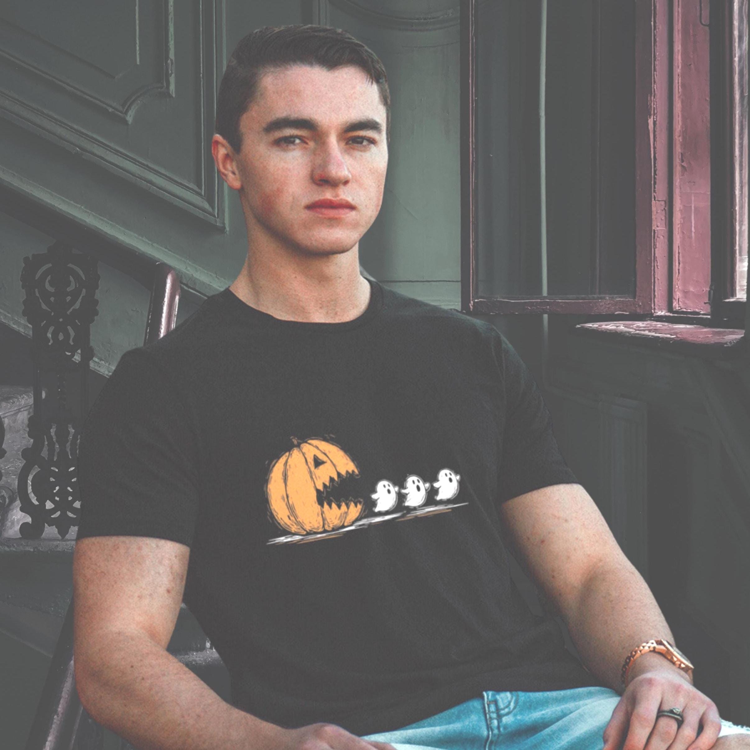 80s/90s Throwback Pumpkin Ghost "Pacman" tee