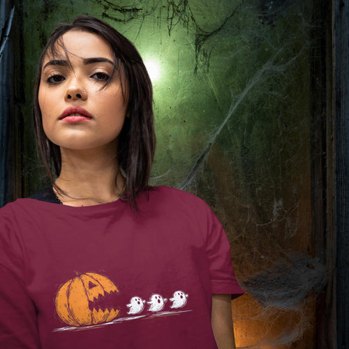 80s/90s Throwback Pumpkin Ghost "Pacman" tee