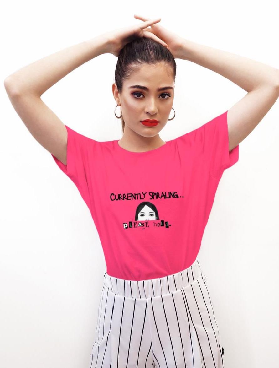 Currently Spiraling - Please Hold tee, funny mental health